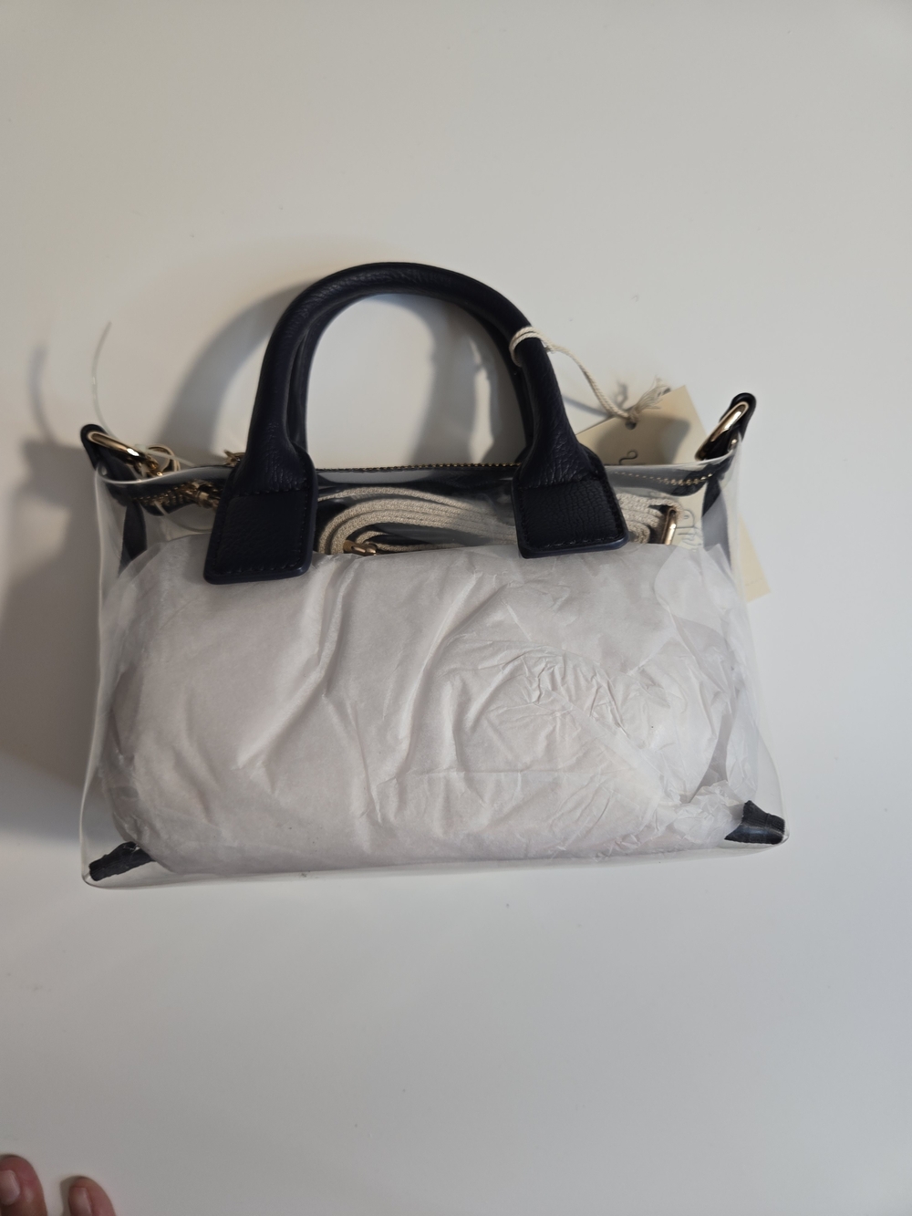 Universal Thread Clear PVC Mini Satchel Crossbody Bag Navy Blue Trim NWT
